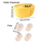 2L Cat Water Fountain with Cute Bee Design – Ultra-Quiet Automatic Pet Dispenser for Cats & Small Dogs.