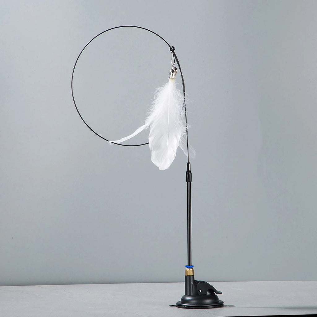 360° Cat Feather Wand Toy with Catnip & Suction Cup Base