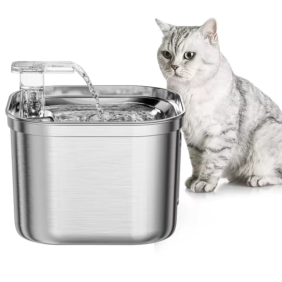 2L Smart Stainless Steel Pet Water Fountain with Motion Sensor & Filters – Cat & Small Dog Dispenser.