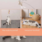 360° Cat Feather Wand Toy with Catnip & Suction Cup Base