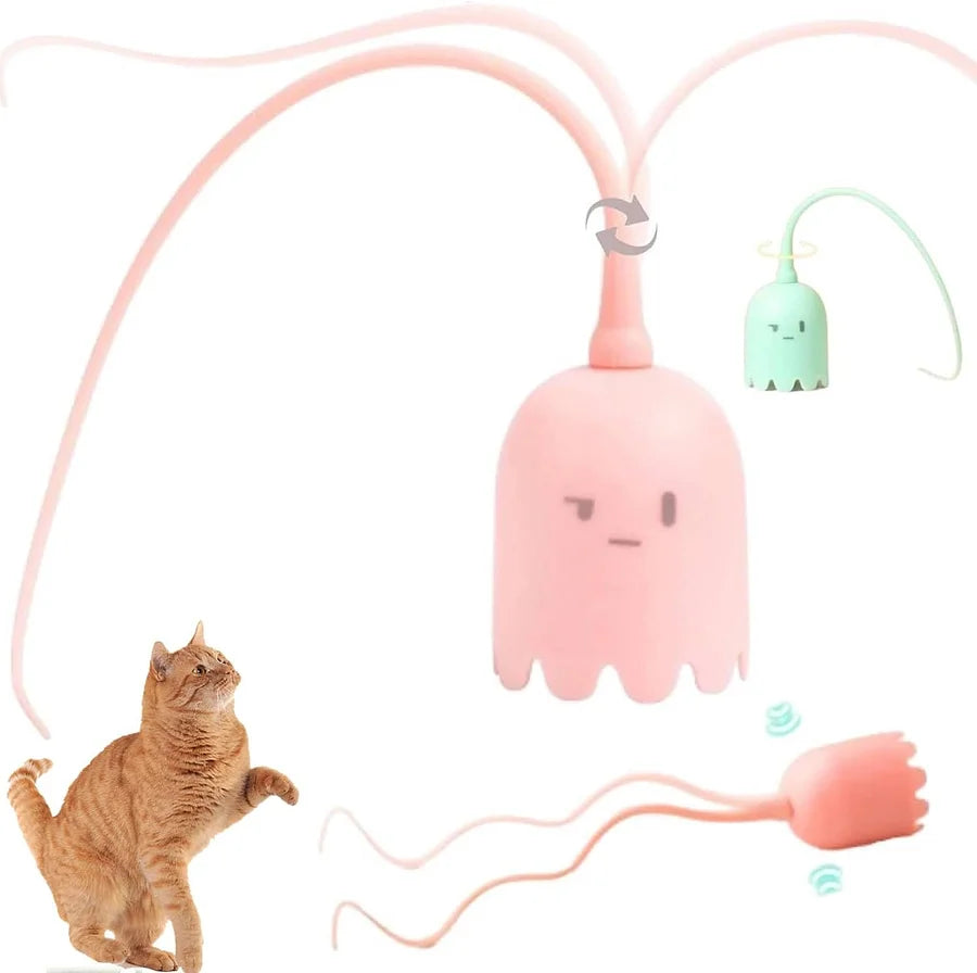 Automatic Cat Wand Toy – 2-in-1 Silicone Tail Teaser Interactive Play.