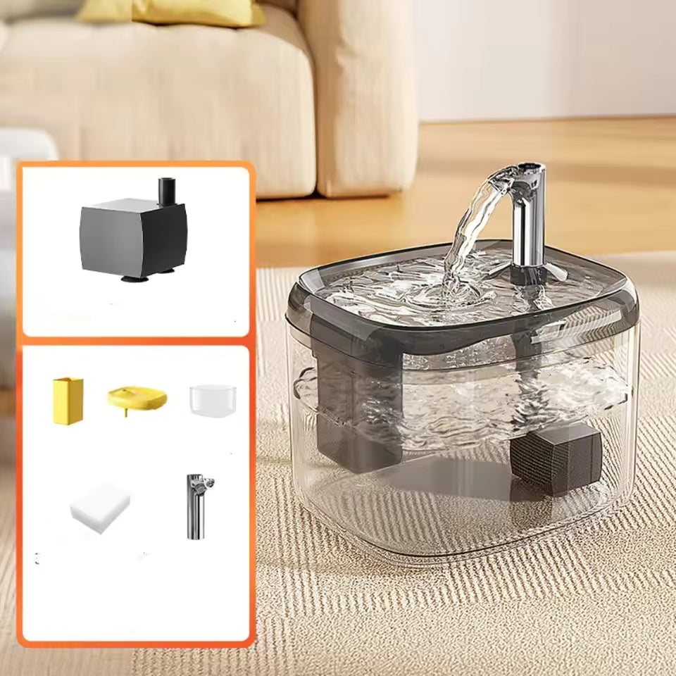 Pet Water Fountain 1.5L – Large Capacity Cat Drinking Fountain, Ultra-Quiet, Easy to Clean & Safe Anti-Dry Pump.