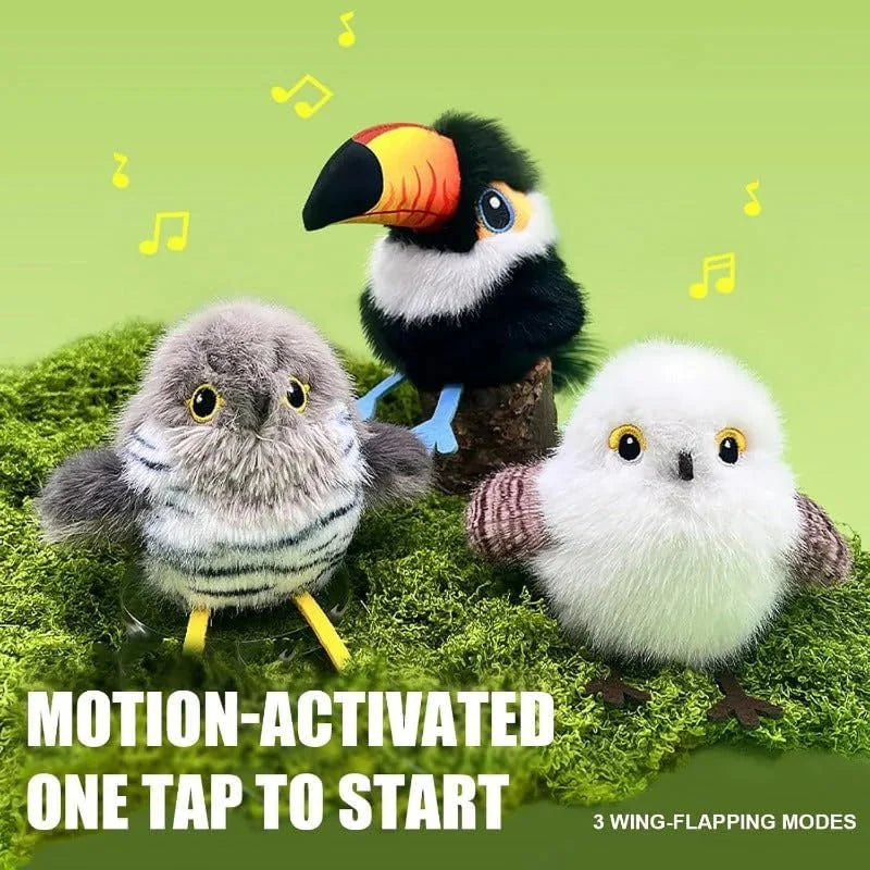 USB Rechargeable Chirping Bird Toy for Cats – Motion Wing Flap