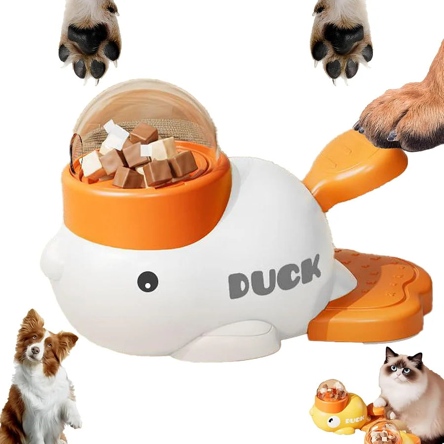 Yellow Duck Pet Treat Puzzle Feeder – Slow Eating Bowl
