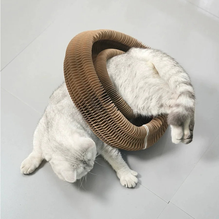 Foldable Honeycomb Cat Scratcher with Rolling Play Ball