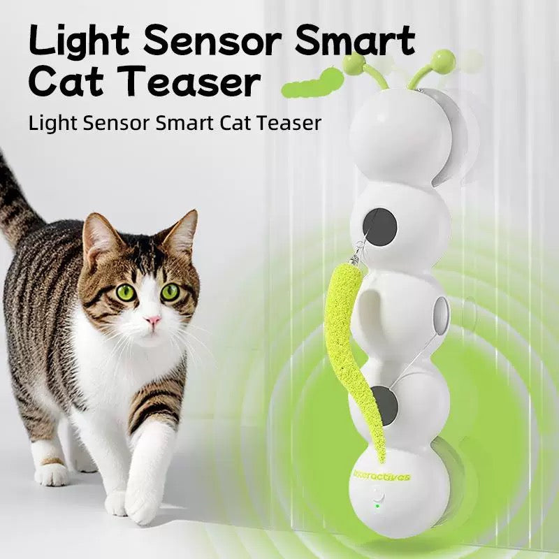 Interactive Cat Teaser Toy – Realistic Feather Worm, Battery-Operated for Active Play