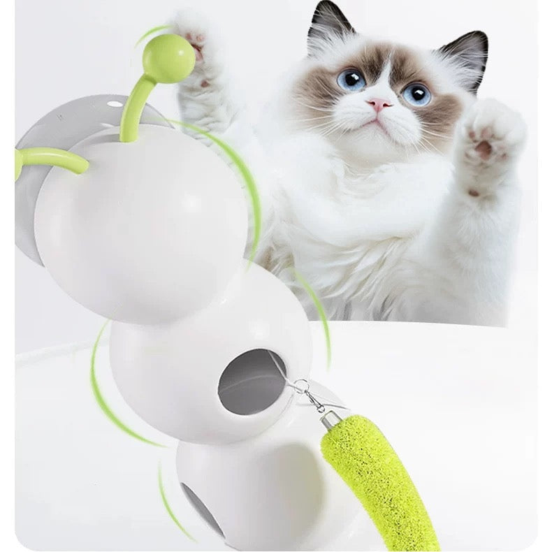 Interactive Cat Teaser Toy – Realistic Feather Worm, Battery-Operated for Active Play