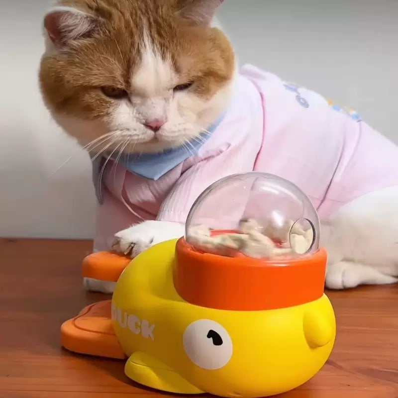 Yellow Duck Pet Treat Puzzle Feeder – Slow Eating Bowl
