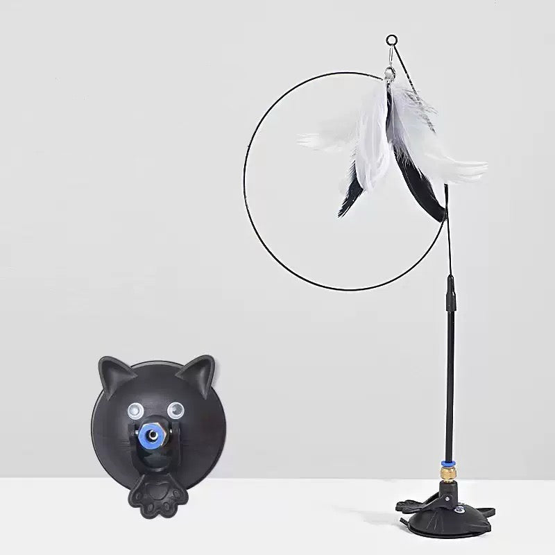 360° Cat Feather Wand Toy with Catnip & Suction Cup Base