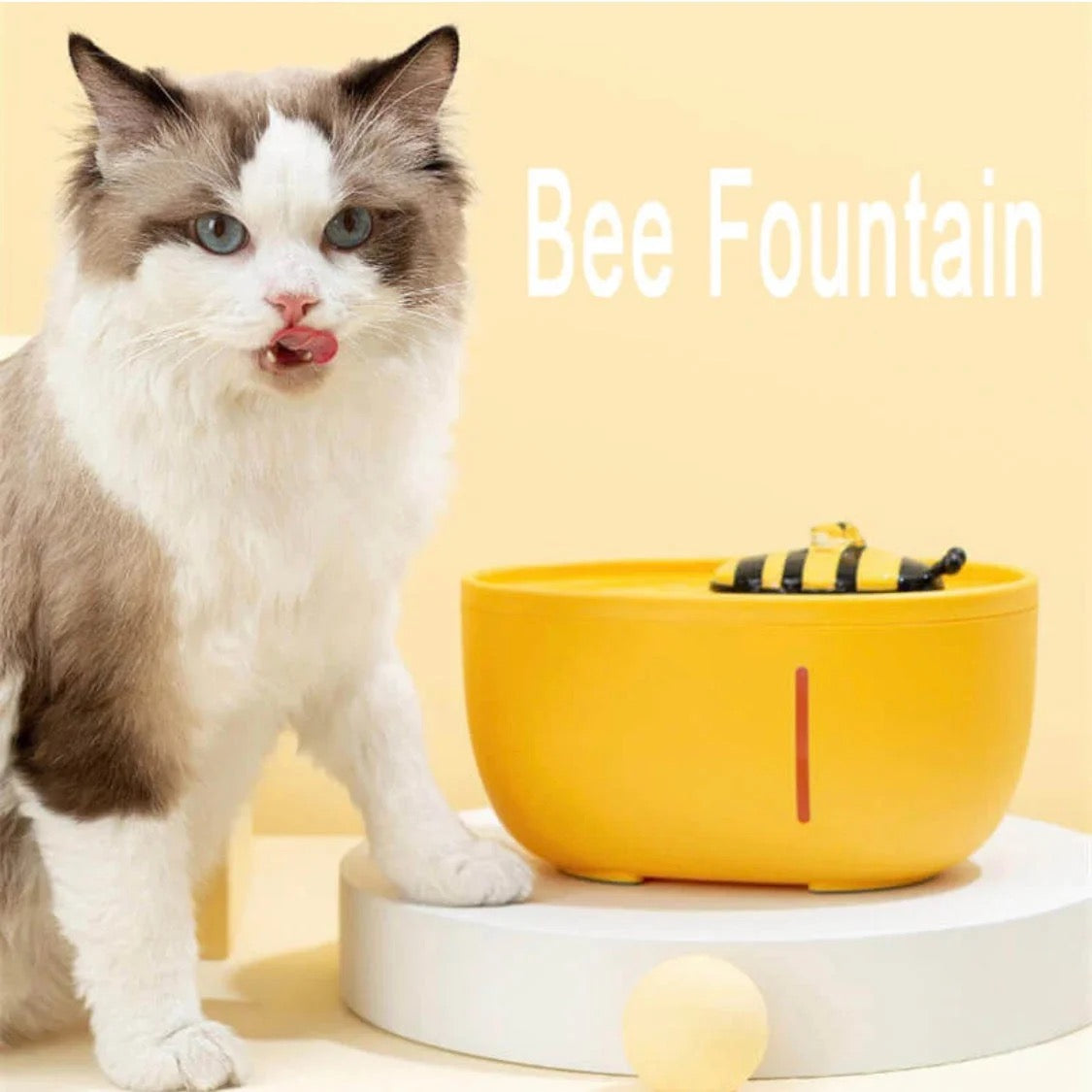 2L Cat Water Fountain with Cute Bee Design – Ultra-Quiet Automatic Pet Dispenser for Cats & Small Dogs.