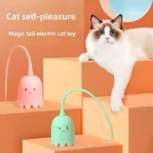 Automatic Cat Wand Toy – 2-in-1 Silicone Tail Teaser Interactive Play.