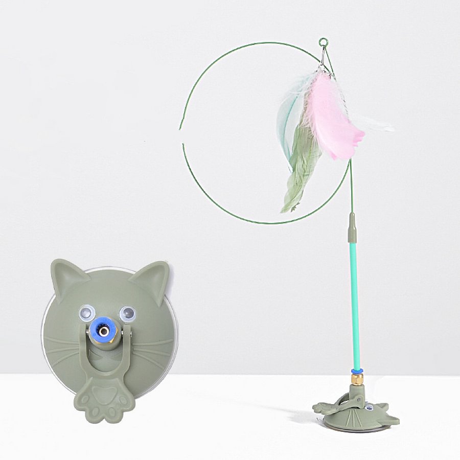 360° Cat Feather Wand Toy with Catnip & Suction Cup Base