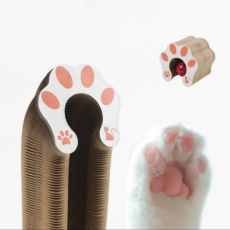 Foldable Honeycomb Cat Scratcher with Rolling Play Ball