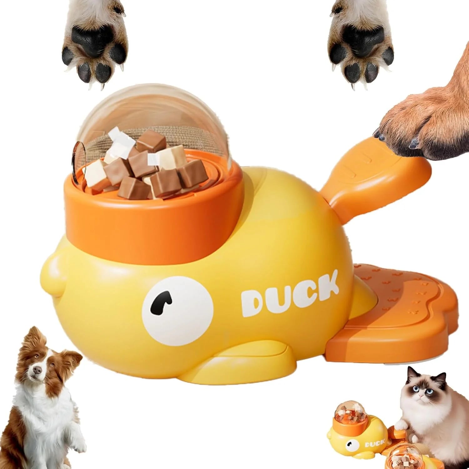 Yellow Duck Pet Treat Puzzle Feeder – Slow Eating Bowl