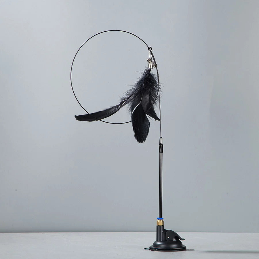 360° Cat Feather Wand Toy with Catnip & Suction Cup Base
