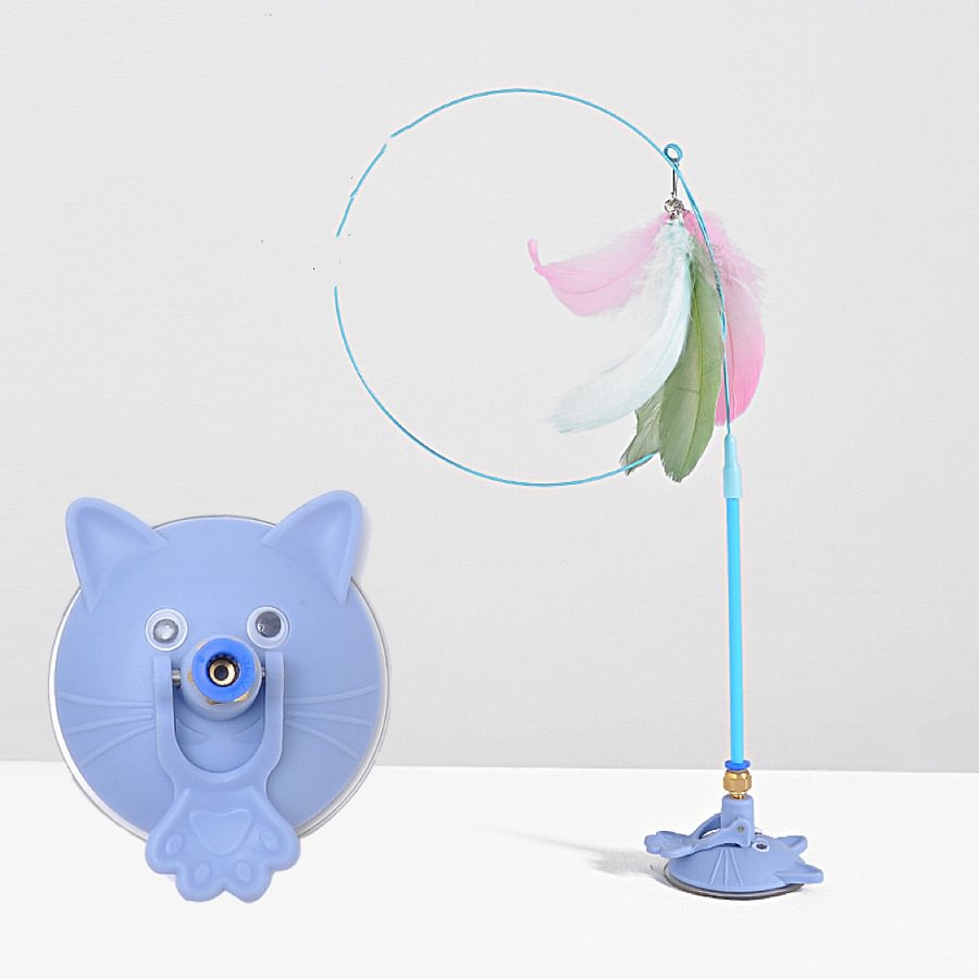 360° Cat Feather Wand Toy with Catnip & Suction Cup Base